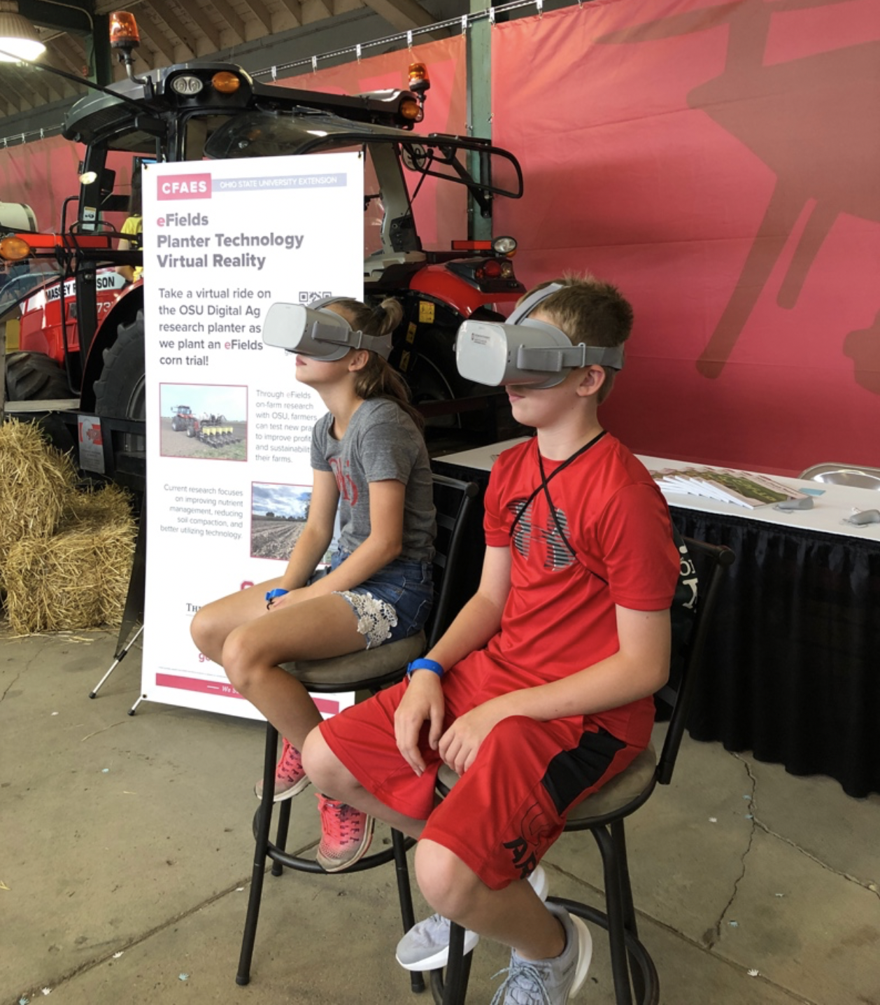 Figure 1. Participants in the eFields VR Experience at the Ohio State Fair.